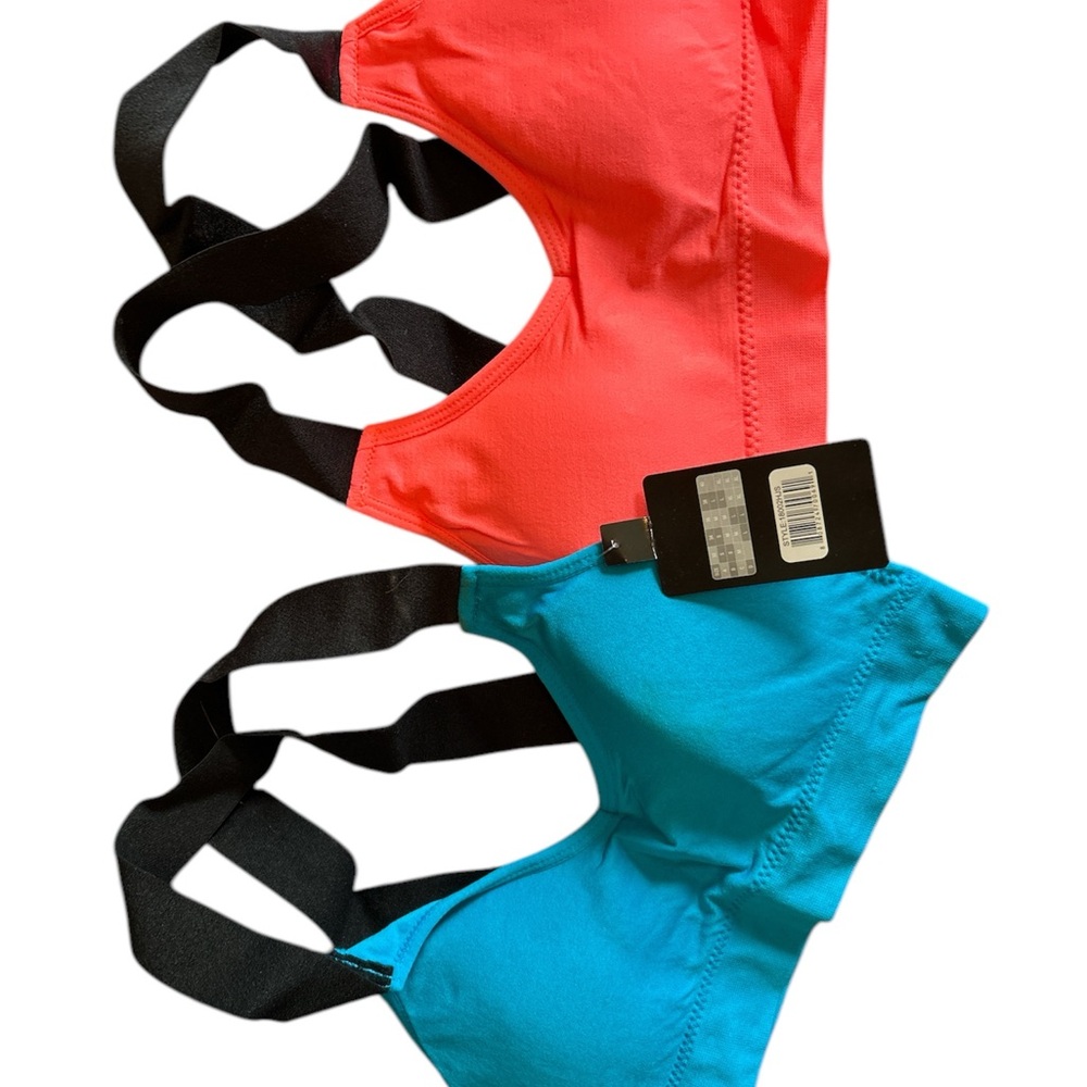 Coral and Teal Sports Bras sz S with Black Straps